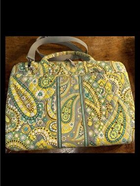 Vera Bradley Laptop Case Green Yellow Paisley Tapestry Quilted Boho Hippie 11x14